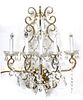 MARIA THERESA STYLE GILT BRONZE & CRYSTAL SCONCE, H 21", W 20"