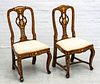 Pair Of Carved Walnut Inlaid Side Chairs