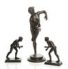 Greco-Roman Style Bronze Sculptures, H 9.5'' Dia. 3'' 3 pcs