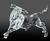 Swarovski Crystal Sculpture Of A Bull, C. 2004, #5014/10000, H 7.5'' L 10''
