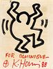 Keith Haring (American, 1958-1990) Black And Red Ink On Paper, C. 1988, H 5'' W 4''