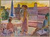 Mary Vitelli Bertie, (1927 - 22) Oil On Canvas, "Terrace", H 50'' W 68''
