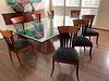 Set Of Eight Italian Dining Side Chairs And Glass Top Table H 36'' W 19'' 9 pcs