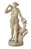 Italian Carved Marble Sculpture, Diana The Huntress, H 20.5'' W 9.5''