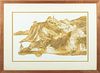 Mary Gehr (?) Etching, C. 1966, "Golden Santorini", H 14.5'' W 23.5''