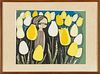 Shuzo Ikeda (Japanese) Woodblock Print, Tulips,