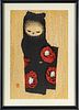 KAORU KAWANO, (JAPANESE 1916-1965) WOODBLOCK PRINT H 14.5" W 9.5" LITTLE GIRL- CAMELLIA 
