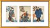 Japanese Woodblock Prints On Paper, Triptych  1850, H 12.25'' W 8.75''