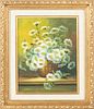 Nancy Lee, Oil On Canvas Board, Still Life, Daisies H 9.5'' W 7.5''