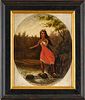 In The Manner Of Alfred Jacob Miller (American, 1810-1874) Oil On Canvas, 19th C., H 11.5'' W 9.5'' Native American Princess