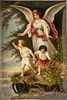 KPM (German) Painting On Porcelain C. 1900, Guardian Angel & Two Children, H 9'' W 6''