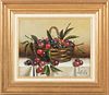 Georges Coulon, French 1914 - 90, Oil On Canvas, Still Life, Cherries C. 1945, H 8.5'' W 10''