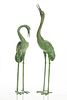 Pair Of Bronze Garden Sculptures, Standing Cranes, H 33'' W 10''
