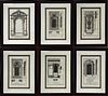 Italian Etchings On Paper, Set Of Six Architectural Etchings H 16.5'' L 10.5''
