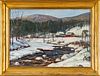 Aldro Thompson Hibbard (American, 1886-1972) Oil On Canvas Mounted To Board, Winter River Scene, H 17'' W 24''