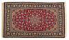 PERSIAN ISFAHAN HANDWOVEN WOOL WITH SILK HIGHLIGHTS AND FOUNDATION RUG, W 3' 7", L 5' 7" 