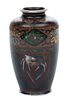 Japanese Cloisonne Vase, On Silver  1900, H 5'' Dia. 2.75''