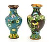 Chinese Cloisonne Enamel Vases C. 19th.c., H 9'' 2 pcs