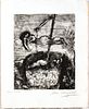 MARC CHAGALL (FRENCH/RUSSIAN, 1887–1985) ETCHING ON MONTVAL LAID PAPER, 1927-30, H 11.625" W 9.375" (PLATE) LA FORTUNE ET LE JEUNE ENFANT (FROM LES FA