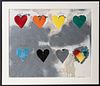 JIM DINE (AMERICAN, B. 1935), SCREENPRINT IN COLORS, ON WOVE PAPER, 1970, H 24", W 29.25" (IMAGE), EIGHT HEARTS 