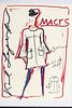 KARL LAGERFELD, DRAWING AND WATERCOLOR ILLUSTRATION FOR MACY'S H 11" W 8 1/2" 