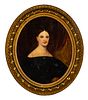 OIL ON CANVAS, 19TH C., H 30", W 28", OVAL PORTRAIT OF A LADY 