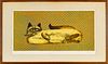 JUVENAL SANSO (PHILIPPINES, B. 1929) COLOR LITHOGRAPH ON PAPER, C. 1970, H 12", W 24", FAT CAT 
