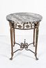 BRONZE AND MARBLE SIDE TABLE, C 1930 H 21", DIA 16"