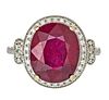 7.99CT RUBY, DIAMOND & 14KT GOLD RING, SIZE: 6.5, T.W. 5.53 GR 