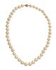 CULTURED 10MM PEARL & 14KT GOLD CLASP NECKLACE, L 18", T.W. 58 GR 