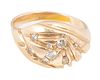 14K YELLOW GOLD AND DIAMOND RING, SIZE 10, 11.4GRAMS 