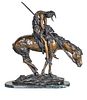 AFTER JAMES EARLE FRASER (AMERICAN, 1876-1953) BRONZE SCULPTURE, H 31", L 27", END OF THE TRAIL 