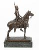 MIGHT PICK UP EMMANUEL FREMIET, (FRENCH 1824-1910) EQUESTRIAN BRONZE, 19TH.C. H 15.7" L 11.5" GALLIC CHIEF ON HORSEBACK