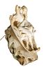 P. CONTI (ITALY) CARVED MARBLE & ALABASTER LAMP, C. 1900, H 16", W 16", SLEIGH RIDE 