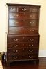 ENGLISH MAHOGANY CHEST ON CHEST, C 1800, H 75", W 42", D 22"