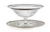 STERLING SILVER 10" TRAY & CRYSTAL COMPOTE, STERLING RIM DIA 9"10", T.W. 7.81 TOZ 