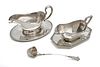 STERLING SILVER SAUCE BOATS ON UNDER TRAYS, TWO L 8" INTERNATIONAL & ALVIN, T.W. 18.55 TOZ 