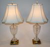 Pair of cut crystal table lamps