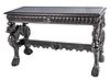 RENAISSANCE STYLE CARVED MAHOGANY CONSOLE TABLE, H 36", L 60", GRIFFON LEGS 