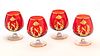 FRENCH EMPIRE STYLE RUBY GLASS BRANDY SNIFTERS, 6 PCS, H 4.75", DIA 3"