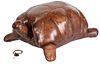 DIMITRI OMERSA FOR ABERCROMBIE & FITCH, ENGLISH LEATHER TURTLE FORM OTTOMAN, H 12", L 22"