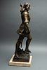 AFTER EUGUENE MARIOTON (FRENCH, 1857-1933) SPELTER SCULPTURE, H 19", W 12", JEANNE D'ARC 