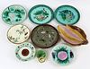Grouping of 9 vintage Majolica pieces