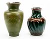 GERMAN POTTERY VASES, 20TH C., TWO PIECES, H 8.25" AND 10" 