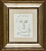 PABLO PICASSO (SPANISH, 1881-1973), REVERSE PLATE ON PAPER, H 9.5", W 7.5", POUR ROBY 