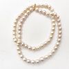 SOUTH SEA PEARL & 18KT GOLD DOUBLE STRAND NECKLACE, L 17", T.W. 195 GR 
