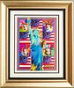 PETER MAX (AMER B.1937) MIXED MEDIA ACRYLIC ON COLOR LITHOGRAPH, 2005, H 23", W 17", "GOD BLESS AMERICA III - WITH FIVE LIBERTIES" 