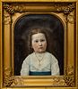 VICTORIAN ERA OIL ON CANVAS, 1877, H 17", W 14", PORTRAIT OF A YOUNG GIRL 