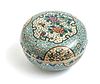 CHINESE CLOISONNÉ ON PORCELAIN COVERED BOX, H 3.25", DIA 5" 