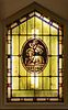 ILLUMINATED STAINED GLASS WINDOW, H 54", W 33.5", MIDDLE TEMPLE 